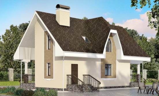 125-001-Л Проект двухэтажного дома с мансардой, небольшой домик из пеноблока Можга | Проекты домов от House Expert