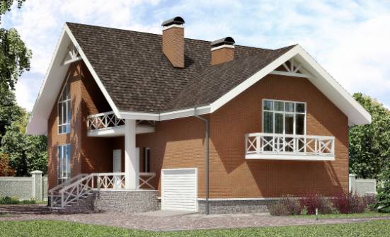 215-001-П Проект двухэтажного дома с мансардным этажом и гаражом, классический домик из теплоблока Сарапул | Проекты домов от House Expert