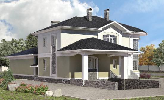 620-001-Л Проект трехэтажного дома и гаражом, современный загородный дом из поризованных блоков Ижевск | Проекты домов от House Expert
