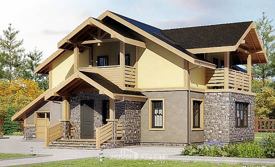 180-011-П Проект двухэтажного дома с мансардным этажом, гараж, уютный загородный дом из теплоблока Сарапул | Проекты домов от House Expert