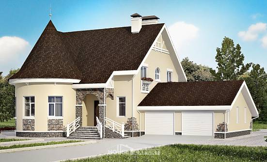 275-001-Л Проект двухэтажного дома мансардой и гаражом, уютный загородный дом из кирпича Ижевск | Проекты домов от House Expert