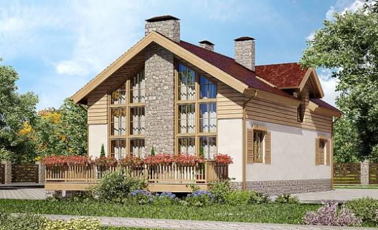 165-002-П Проект двухэтажного дома мансардой, гараж, бюджетный коттедж из блока Ижевск | Проекты домов от House Expert
