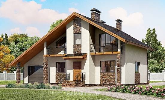 180-008-Л Проект двухэтажного дома мансардой, гараж, современный домик из керамзитобетонных блоков Можга | Проекты домов от House Expert