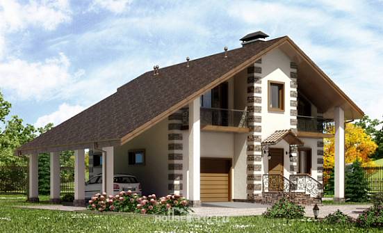150-003-Л Проект двухэтажного дома мансардный этаж и гаражом, современный дом из дерева Воткинск | Проекты домов от House Expert