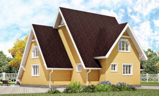 155-008-П Проект двухэтажного дома с мансардой, доступный загородный дом из бревен Воткинск | Проекты домов от House Expert