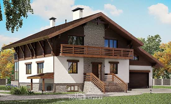 420-001-П Проект трехэтажного дома мансардой, гараж, классический домик из кирпича Можга | Проекты домов от House Expert