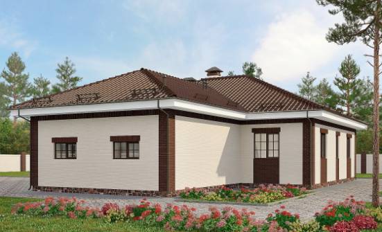 160-015-П Проект одноэтажного дома, гараж, доступный коттедж из твинблока Сарапул | Проекты одноэтажных домов от House Expert