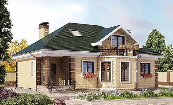 150-013-Л Проект двухэтажного дома с мансардой, доступный коттедж из кирпича Ижевск | Проекты домов от House Expert