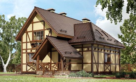 160-003-П Проект двухэтажного дома с мансардным этажом, красивый загородный дом из твинблока Ижевск | Проекты домов от House Expert