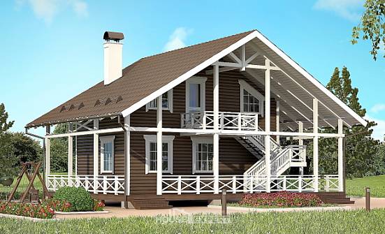 080-001-П Проект двухэтажного дома мансардой, эконом коттедж из дерева Ижевск | Проекты домов от House Expert