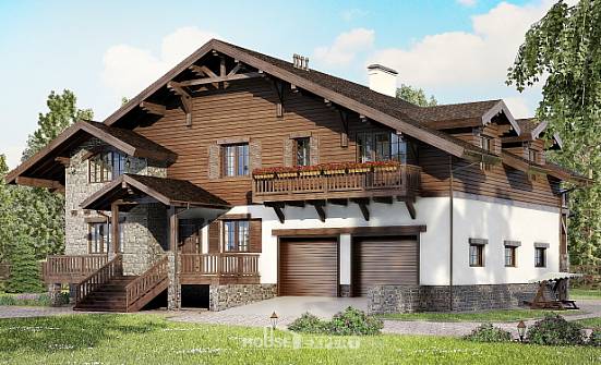440-001-П Проект трехэтажного дома с мансардой, гараж, просторный дом из кирпича Ижевск | Проекты домов от House Expert