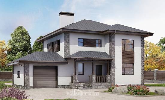 185-004-Л Проект двухэтажного дома, гараж, средний домик из керамзитобетонных блоков Можга | Проекты домов от House Expert