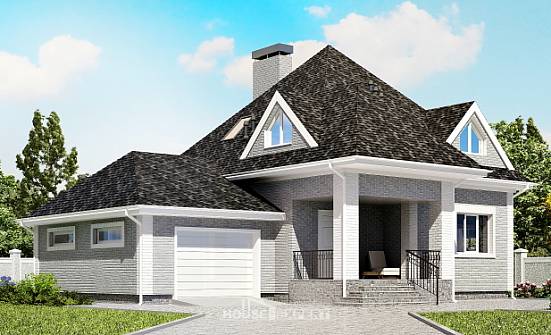 135-001-Л Проект двухэтажного дома с мансардным этажом и гаражом, бюджетный коттедж из кирпича Сарапул | Проекты домов от House Expert