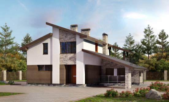 200-010-П Проект двухэтажного дома мансардный этаж и гаражом, простой домик из теплоблока Можга | Проекты домов от House Expert