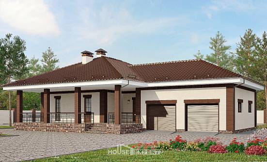160-015-П Проект одноэтажного дома, гараж, доступный коттедж из твинблока Сарапул | Проекты домов от House Expert