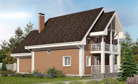 185-003-П Проект двухэтажного дома с мансардой, гараж, просторный коттедж из теплоблока Сарапул | Проекты домов от House Expert