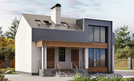 120-004-П Проект двухэтажного дома с мансардным этажом, недорогой коттедж из твинблока Сарапул | Проекты домов от House Expert