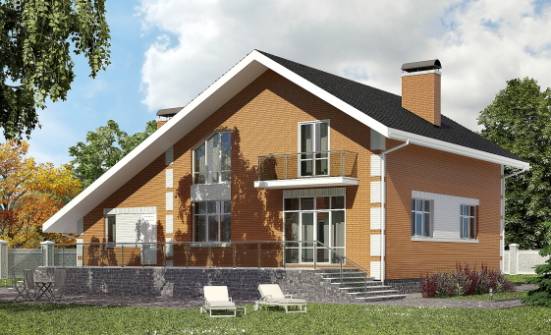 190-006-П Проект двухэтажного дома с мансардой, гараж, просторный дом из бризолита Ижевск | Проекты домов от House Expert
