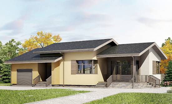 135-002-Л Проект одноэтажного дома, гараж, бюджетный домик из керамзитобетонных блоков Воткинск | Проекты домов от House Expert