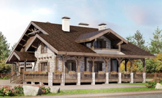 340-003-П Проект двухэтажного дома с мансардой и гаражом, классический домик из кирпича Воткинск | Проекты домов от House Expert
