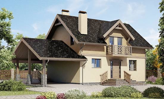 150-011-Л Проект двухэтажного дома с мансардой и гаражом, небольшой загородный дом из теплоблока Сарапул | Проекты домов от House Expert