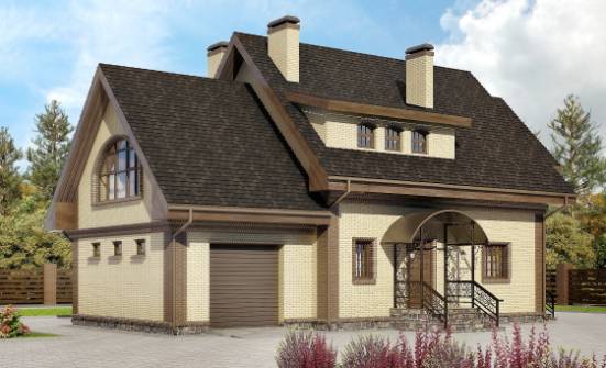 185-003-Л Проект двухэтажного дома мансардой, гараж, просторный домик из бризолита Можга | Проекты домов от House Expert