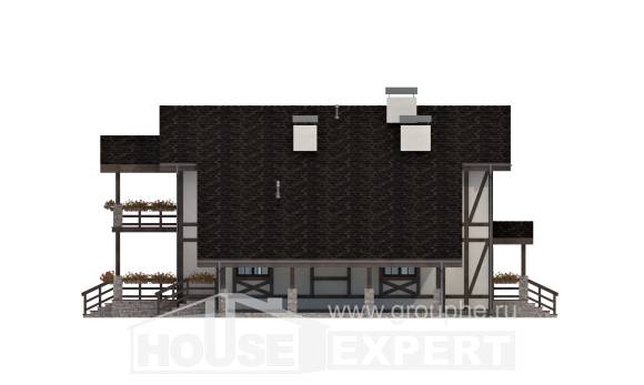250-002-Л Проект двухэтажного дома мансардой и гаражом, красивый коттедж из кирпича Можга, House Expert
