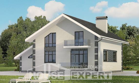 180-001-П Проект двухэтажного дома с мансардой и гаражом, доступный загородный дом из арболита Сарапул, House Expert