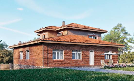 380-002-Л Проект трехэтажного дома и гаражом, красивый домик из кирпича Сарапул | Проекты домов от House Expert