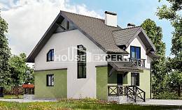 120-003-П Проект двухэтажного дома с мансардой, бюджетный загородный дом из арболита Ижевск, House Expert
