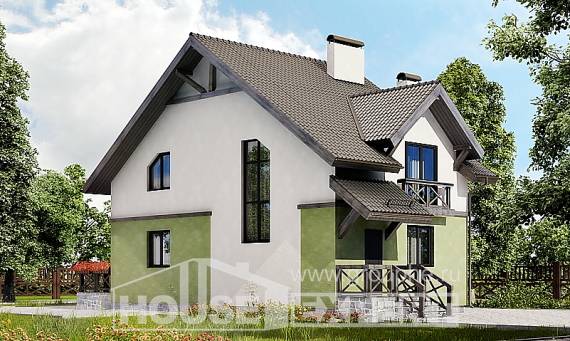 120-003-П Проект двухэтажного дома с мансардой, бюджетный загородный дом из арболита Ижевск, House Expert