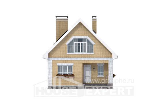 130-004-П Проект двухэтажного дома с мансардой, бюджетный дом из поризованных блоков, Глазов