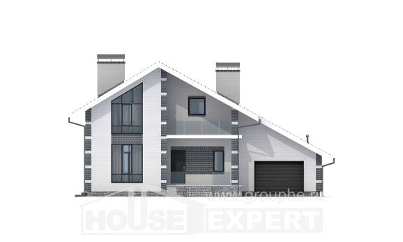 180-001-П Проект двухэтажного дома мансардой и гаражом, простой дом из пеноблока Воткинск, House Expert