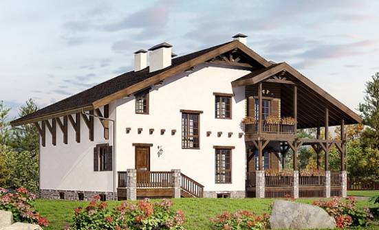 400-004-П Проект трехэтажного дома с мансардой, гараж, классический домик из кирпича, Ижевск