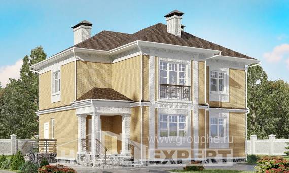 160-001-Л Проект двухэтажного дома, классический домик из пеноблока Можга, House Expert