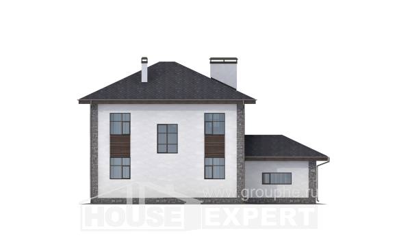 185-004-Л Проект двухэтажного дома и гаражом, классический коттедж из газосиликатных блоков, Глазов