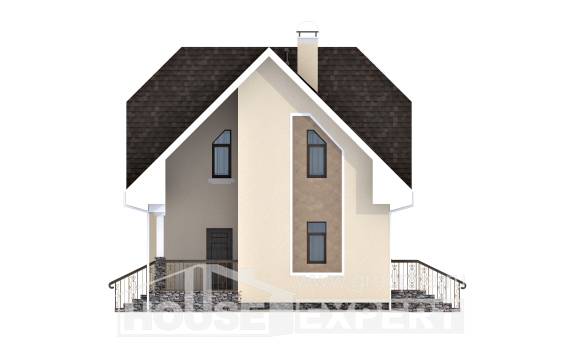 125-001-Л Проект двухэтажного дома мансардный этаж, небольшой домик из блока Глазов, House Expert