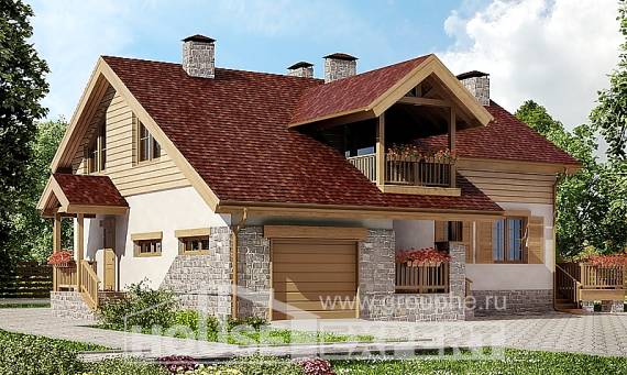 165-002-П Проект двухэтажного дома мансардой и гаражом, компактный дом из твинблока Воткинск, House Expert
