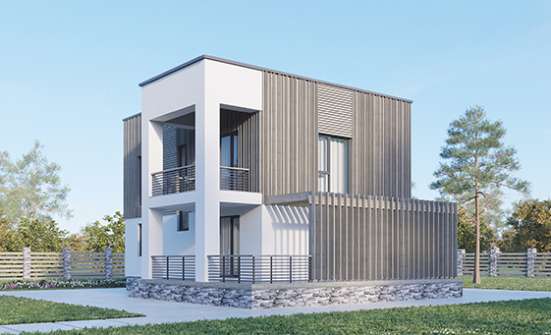 150-017-П Проект двухэтажного дома, бюджетный загородный дом из керамзитобетонных блоков, Сарапул