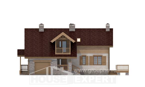 165-002-П Проект двухэтажного дома с мансардой, гараж, классический коттедж из пеноблока Воткинск, House Expert