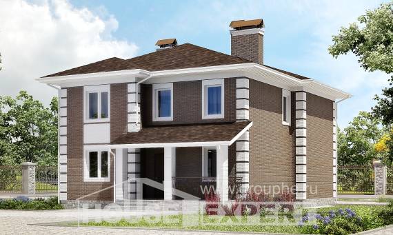 185-002-П Проект двухэтажного дома, современный коттедж из газобетона Ижевск, House Expert
