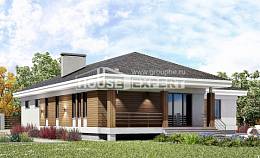 165-001-П Проект одноэтажного дома и гаражом, компактный загородный дом из арболита, Сарапул