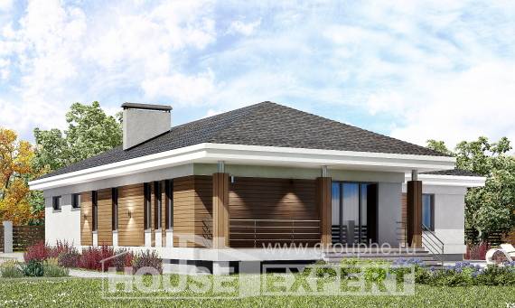 165-001-П Проект одноэтажного дома и гаражом, компактный загородный дом из арболита, Сарапул