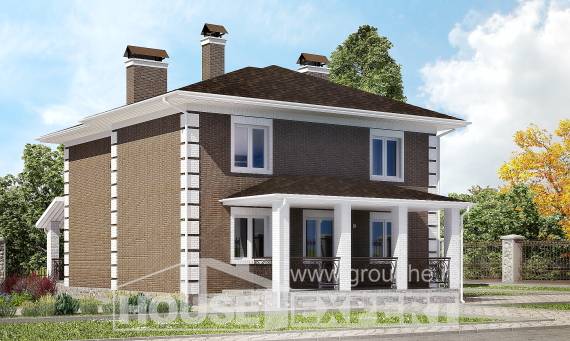 185-002-П Проект двухэтажного дома, уютный коттедж из пеноблока Ижевск, House Expert