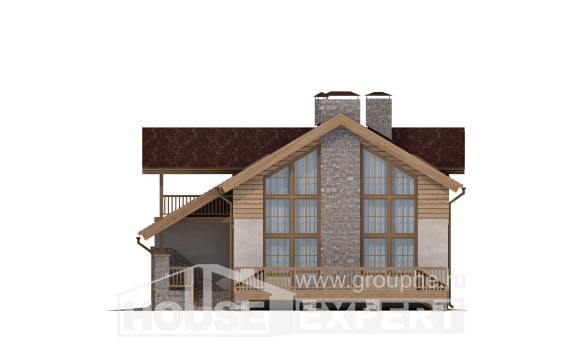165-002-П Проект двухэтажного дома с мансардой, гараж, уютный загородный дом из пеноблока Воткинск, House Expert