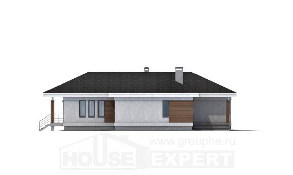 165-001-П Проект одноэтажного дома и гаражом, небольшой загородный дом из теплоблока, Глазов