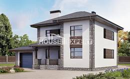 185-004-Л Проект двухэтажного дома, гараж, простой загородный дом из газобетона Глазов, House Expert