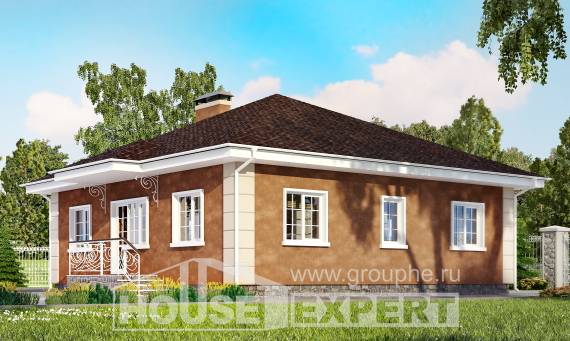 100-001-Л Проект одноэтажного дома, бюджетный загородный дом из теплоблока, Сарапул