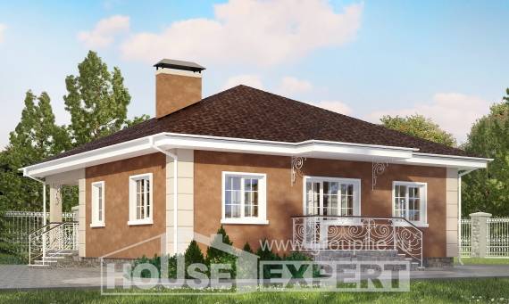 100-001-Л Проект одноэтажного дома, уютный загородный дом из твинблока Ижевск, House Expert