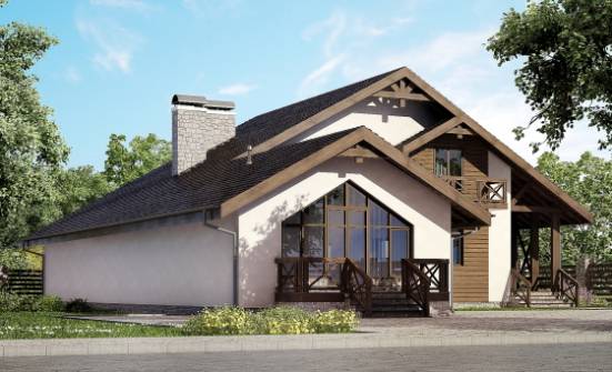 265-001-П Проект двухэтажного дома мансардой, гараж, уютный загородный дом из керамзитобетонных блоков, Ижевск